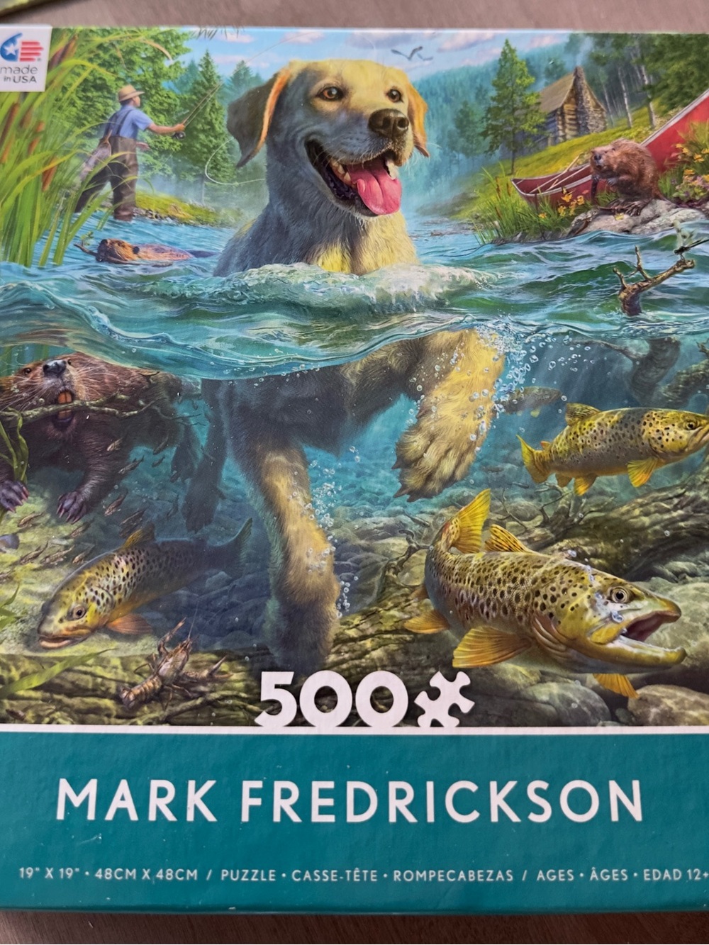 Mark Fredrickson 500-Piece Puzzle - Yellow Labrador & Trout (Yellow)